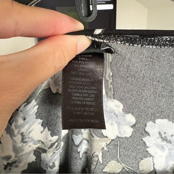 Vintage Floral Ruched Midi Dress Black Blue White Cap Sleeve 90s Cottagecore SM - Picture 9 of 9